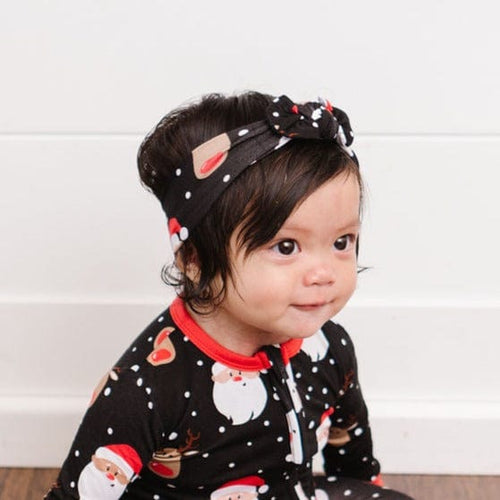 Baby Kids Bamboo Pajamas — Snow Ho Ho Headwrap — Image 10