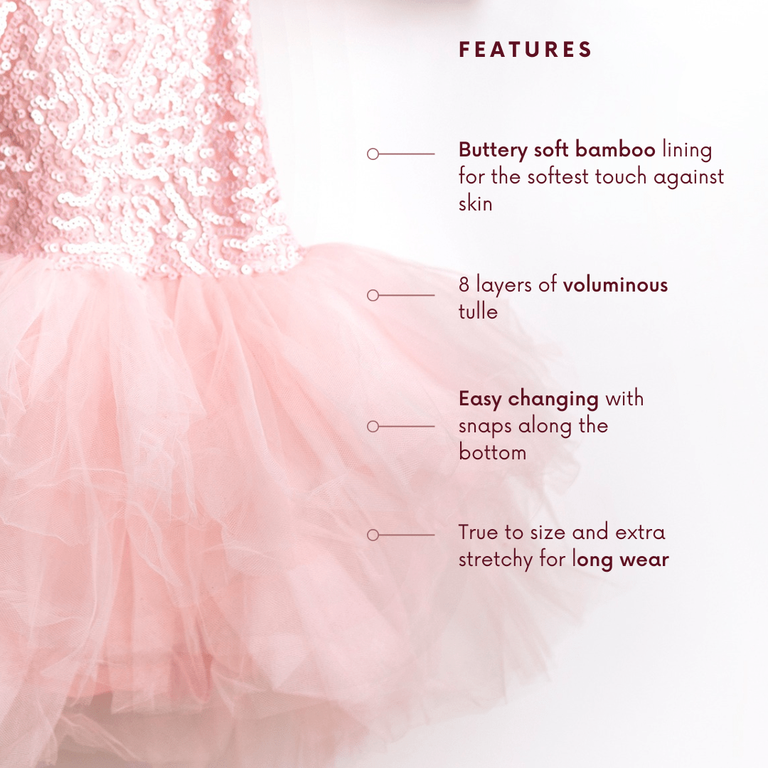 Ivory Ribbed Tulle Tutu Dress - Long Sleeves