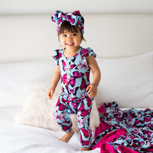 Bums & Roses - Baby & Kids Bamboo Pajamas - Fly Girl Ruffle Romper - Image 1