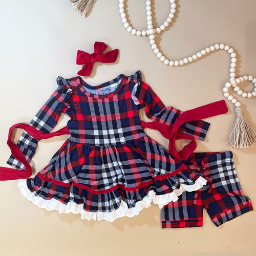 Checkmate Girls Party Dress & Shorts Set- FINAL SALE - Image 4 - Bums & Roses