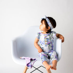 Bums & Roses - Baby & Kids Bamboo Pajamas - Flaxy Lady Ruffle Romper - Image 1