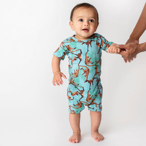 Bums & Roses - Baby & Kids Bamboo Pajamas - Monkey Business Shortie Romper - Image 1