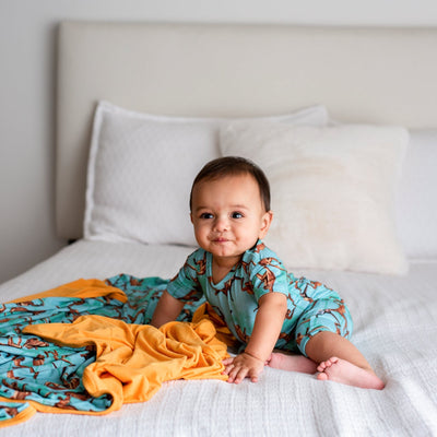Baby Kids Bamboo Pajamas — Monkey Business Bum Bum Blanket — Image 1