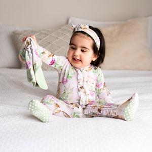 Bums & Roses - Baby & Kids Bamboo Pajamas - SHE-I-E-I-O Ruffle Footie - Image 1