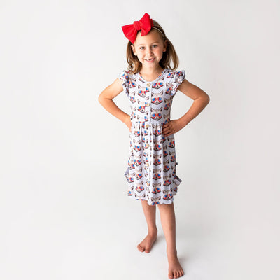 Racc White & Blue Girls Dress - FINAL SALE - Image 1 - Bums & Roses
