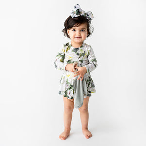 Bums & Roses - Baby & Kids Bamboo Pajamas - Take It or Leaf It Ruffle Dress - Image 1